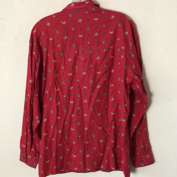 Casual Club Red birds, fox and dog Printed Button Up Shirt 12 - Picture 5 of 6